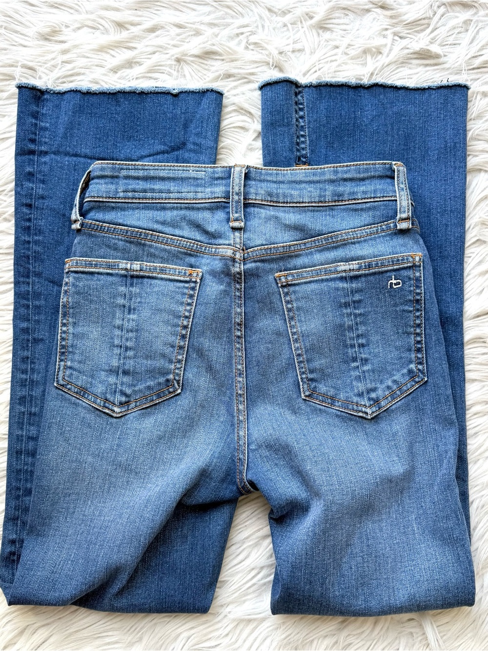 Rag & Bone Bella Bootcut Ankle Crop Split Raw Hem Flare Stretch Denim Jeans 24